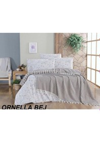 Resim Kristal Çift Kişilik Dekoratif Yatak Örtüsü Seti Ornella Cappuccino 