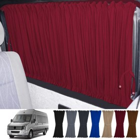 Resim Oto Pandami Volkswagen Crafter 1.nesil Uzun Şase 2006-2016 Uyumlu Bordo Raylı Oto Perde Takımı 