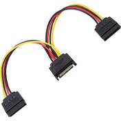 Resim Sata 15 Pin Erkek To 2x Y Sata Power Çoklayıcı Uzatma Kablosu 30 cm 