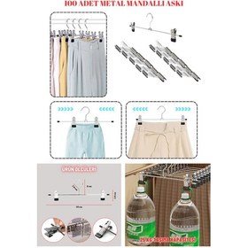 Resim Etek Pantolon Askısı 40 Cm Paslanmaz Metal Mandallı Gardırop Askısı 100 Adet Diğer 