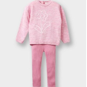 Resim Defacto Kız Bebek 2li Takım Çiçekli Kazak Tayt F3803a525aupn633 Pembe 