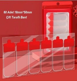 Resim Çift Taraflı Şeffaf Bant 60 Adet Şeffaf Bant Kolay Açılır 18mm 50mm - 