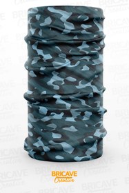 Resim Bricave Mavi Kamuflaj Desenli Motosiklet Bandana Boyunluk Maske 