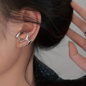 Resim 1 Çift Şık Gri Soyut Çivi Küpeler - Benzersiz Düzensiz Tasarım, Çinko Alaşım, Trendy Kıyafetler için Moda Aksesuarı 