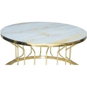 Resim Brc Bufalo Sehpa Orta Model Sarı 1009 Mermer Temper Cam Metal Tra 