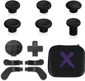 Resim eXtremeRate 13 in 1 Component Pack Kit for Xbox Elite Series 2 Controller, 6 Metal Thumbsticks & Adjustment Tool, 2 D-Pads, 4 Paddles for Xbox Elite Series 2 Core Controller - Metallic Black 