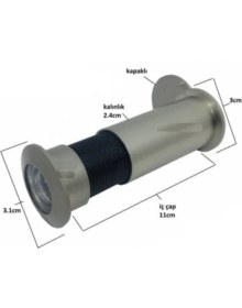 Resim ŞENEL Yapı Market Saten Açılı Kapaklı Kapı Dürbünü Çelik Ahşap Net Görüntü 75-90MM Ayarlı 180° 