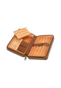 Resim Cohiba Dahili Çakmak Kahverengi Deri Puro Taşıma Çantası & Seyahat Humidoru - Tr9767 