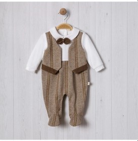 Resim Lamato Baby Yelekli Balıksırtı Bebe Erkek Tulum Kahverengi 