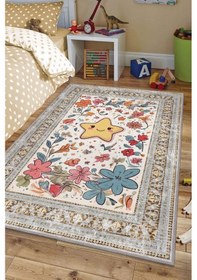 Resim Homshtag Renkli Dokulu Çocuk Odası Halısı Dokuma Yıldız Temalı Halı Çok Renkli 