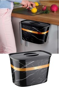 Resim Kaya Store Askılı Kapaklı Mermer Desen 6 Litre Banyo Çöp Kovası 419KSAKMDB6 