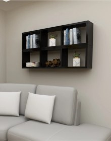 Resim Kitaplık Yan Siyah Renk Duvar Rafı Ikili Takım Siyah 