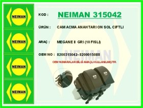 Resim Cam Acma Anahtarı On Sol Cıftlı Megane Iı Grı 10 Fıslı 8200315042 8200015088 