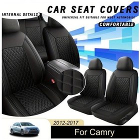 Resim Topnotch Toyota Camry 2012 2017 Black Beige Line Koltuk Kılıfı İki Ön Koltuk Yazlık Nefes Alabilir Kolay Kurulum 