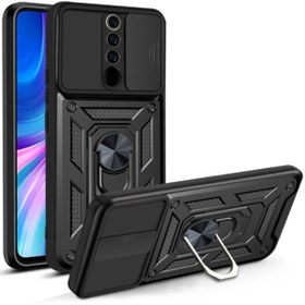 Resim Fibaks Redmi Note 8 Pro Kılıf Kamera Korumalı Sürgülü Yüzüklü Armor Military Tank Zırh 
