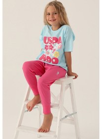 Resim U.s. Polo Assn 1812 Kız Çocuk Pijama Takım Açık Mavi V1 Mavi 