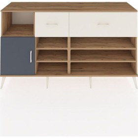 Resim Hyperion Konsol 6 Raflı 2 Çekmeceli Tek Kapaklı 176x44x99 Çam-an Çam-antrasit/aytaşı 