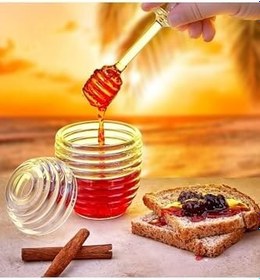 Resim Kovan Şekilli Kaşıklı 3 Parça Kristal Bal Kavanozu Mika Kavanoz Bal ve Reçel Kavanoz Kahvaltılık 