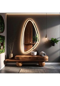 Resim Sinela Günışığı Lazer Kumlamalı Lavabo & Banyo Aynası Dokunmatik Sensörlü 80 X 40 Cm 