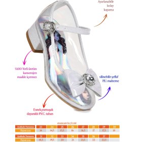 Resim Kiko Kids Asel Kız Çocuk Simli Topuklu Abiye Şeffaf Ayakkabı 