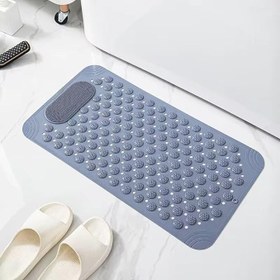 Resim Duş Matı, Küvet Paspası, Güçlü Vantuzlu, Su Tahliyeli, Masaj, Fırçalı Kaymaz Tabanlı Banyo Paspası Duş Kaydırmazı Vantuzlu 36 X 69,5 cm (GRİ) 