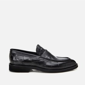 Resim Hotiç Hakiki Deri Siyah Erkek Kroko Desenli Loafer 02ayh305260a100 Siyah-black Siyah 
