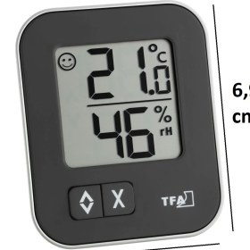 Resim Tfa Dostmann Elektronik Dijital Sıcaklık ve Nem Ölçer Termometre - Higrometre Siyah TM832.1058.01 
