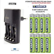 Resim Varta 8 Adet Aa Kalem 2100mah Ni-mh Şarj Edilebilir Kalem Pil Sertec Stc-9v Otomatik-hızlı Pil Şarj 