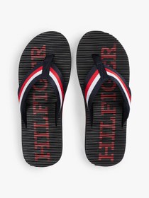 Resim Tommy Hilfiger Erkek Şerit Çizgili Üst Yüzeyli Rahat Yüksek Tabanlı Parmak Arası Lacivert Terlik 