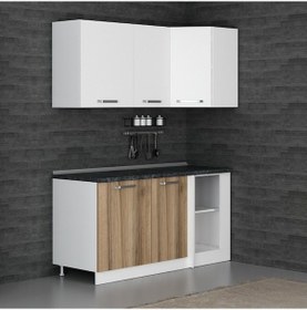 Resim Minar 165cm Köşe Mutfak Dolabı - Beyaz/dore K165-d1 