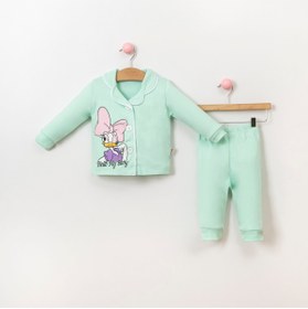 Resim Sparrow Laurel Kız Bebek Daisy Duck Baskılı Önden Düğmeli Pijama Takımı ,alt Üst Gecelik Takımı (6-18 Ay) 