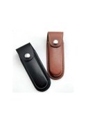 Resim Pazly Katlanır Bıçak İçin Gerçek Sığır Derisi Kılıf - Büyük Boy Kahverengi Deri Kılıf 