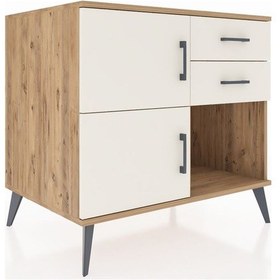 Resim Kronos Şifonyer Tek Raflı 2 Çekmeceli 2 Kapaklı 88x59x80 Çam-aytaşı Aytaşı 