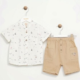Resim Bombili Erkek Bebek Şortlu Takım 6-18 Ay Somon SOMON 