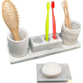 Resim Marble Sersi Beton Diş Fırçalık Macunluk Gri 