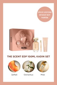 Resim BOSS The Scent For Her EDP 100 ml Parfüm + Seyahat Boy 10 ml + EDP 75 ml Vücut Losyonu Kadın Parfüm Seti 