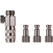 Resim Leezsing Paasche Sprey Tabancaları İçin Hızlı Bağlantılı 3 Erkek + 1 Dişi Pirinç Basınç Regülatörlü Bağlantı Seti 