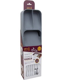 Resim 5 Bölmeli Kaşıklık Çekmece Içi Kaşık Düzenleyici Çekmece Içi Kaşıklık - Gri 