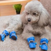 Resim 4 Paket Akrilik Su Geçirmez Köpek Botları, Nefes Alabilen Polyester Pati Koruma, Orta, Küçük, Mini ve Oyuncak Irkları İçin Kolay Bağcıklı Tasarım - Bağcılı Giyim Yöntemi 