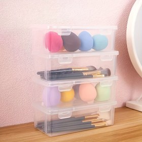 Resim Toz geçirmez Şeffaf Makyaj Fırça Saklama Kutusu - Kapaklı Taşınabilir Seyahat Çantası, Göz Farı, Kaş Kalemi ve Tırnak Araçları için Uygun, Dayanıklı Plastik Saklama Kutusu, Kendin Yap El Sanatları ve Takı Yapımı için Mükemmel 
