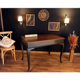 Resim Wooding-Mobilya Wooding 120 Cm Masif Siyah Ceviz Yemek Masası 