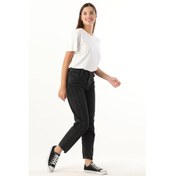 Resim Kadın Yüksek Bel Jean Pantolon Siyah 001 