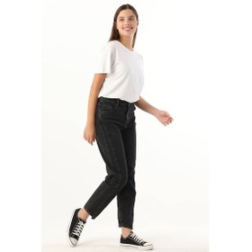 Resim Kadın Yüksek Bel Jean Pantolon Siyah 001 