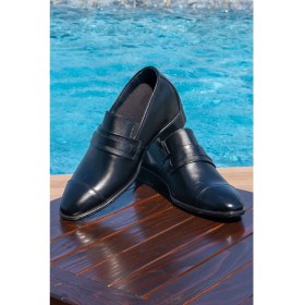 Resim Elevold El Yapımı Loafer Model Siyah +7 Cm Boy Uzatan Erkek Ayakkabı Gizli Topuklu Kundura 