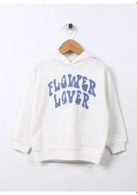 Resim Kız Çocuk Önü Baskılı Kapüşonlu/kapşonlu Kışlık Sweatshirt/hoodie/üst Giyim Beyaz 