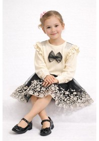 Resim Vitrin Bebek Giyim Kız Bebek Elbise Siyah Beyaz 