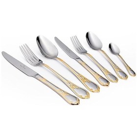 Resim Maxx Doria Athens G Decorated 6 Kişilik 42 Parça Çatal Kaşık Bıçak Takımı Pa1061 Gold 