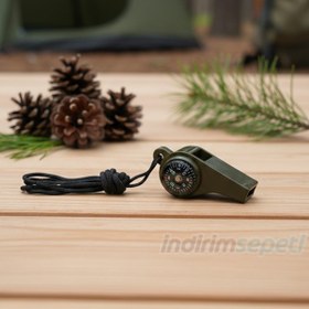 Resim Çok Fonksiyonlu Düdük Pusulalı Ve Dereceli Termometreli Düdük Avcı Askeri Düdük - Bekçi Düdüğü 