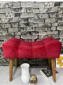 Resim puf ahşap ayak kırmızı ,spor modern tasarım, çima dikiş . 