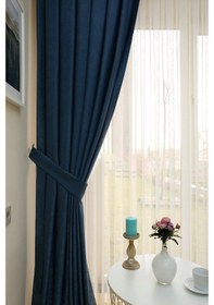Resim Evdepo Home Indigo Düz Renk Soft Fon Perde Tek Kanat Mavi 
